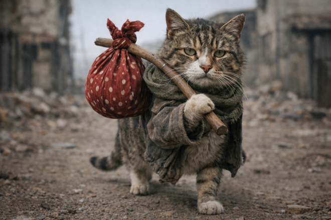 قط ينجح أخيراً في تحقيق حلمه: أن يجوع باحترام