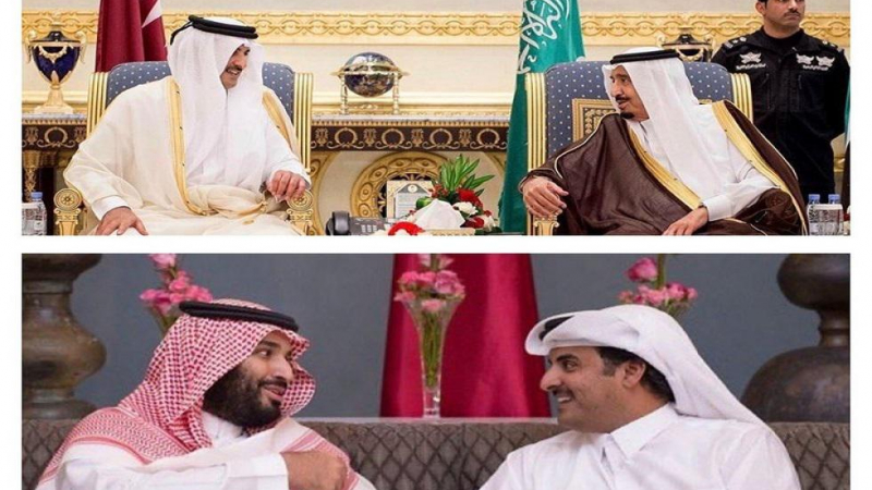 مغردون خليجيون ينشرون صورا تجمع الملك السعودي وولي العهد مع أمير قطر احتفاء بالقمة الخليجية