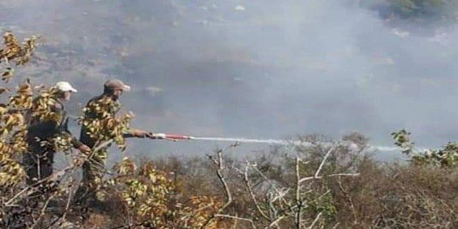 إخماد حريق بموقع القشعات في عيون الوادي بريف حمص