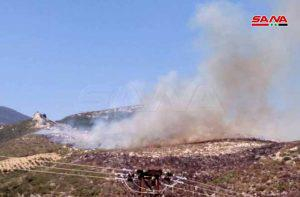 إخماد حريق اندلع في الحراج الجبلية في قرية الحيلونة بريف حماة الغربي