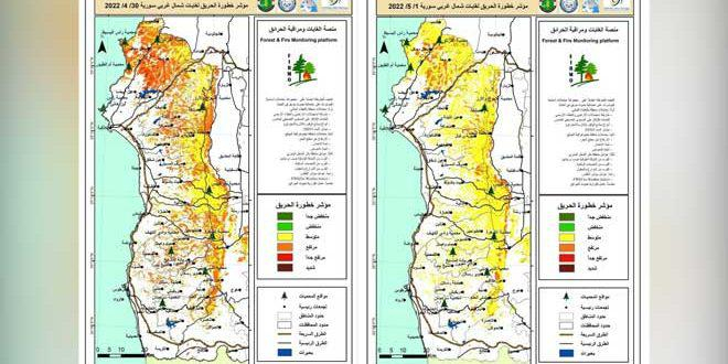 ارتفاع مؤشرات خطورة الحرائق في غابات شمال سورية