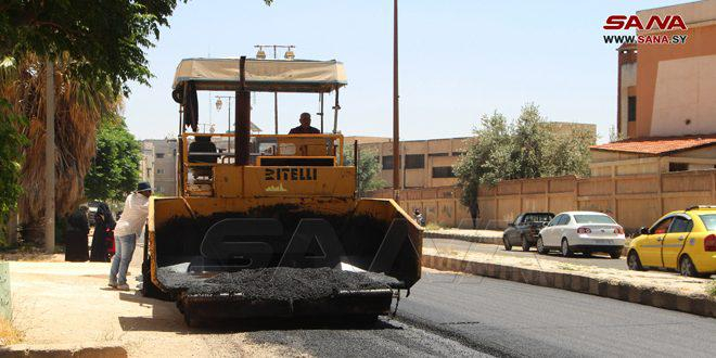 صيانة عدد من شوارع مدينة درعا