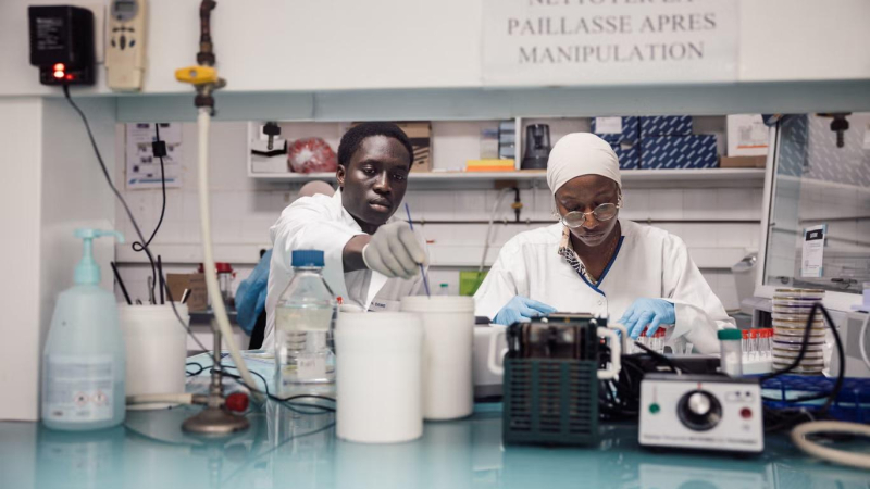 مختبر معهد باستور في داكار ينكب أيضاً على رصد وتتبع المرض المجهول الذي من شأنه أن يشعل الجائحة المقبلة (فنسنت بيكر/ الصندوق العالمي)