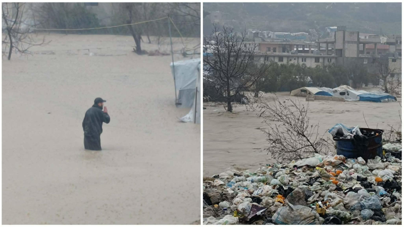 إدلب واللاذقية.. مئات النازحين بلا مأوى مجدداً نتيجة السيول الجارفة