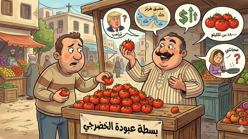 عبودة الخضرجي يؤكد أن ارتفاع سعر البندورة سببه ترانب ومضيق هرنز