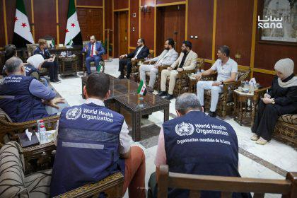 محافظة حماة تبحث مع الصحة العالمية واقع القطاع الصحي وإعادة تأهيل المشافي